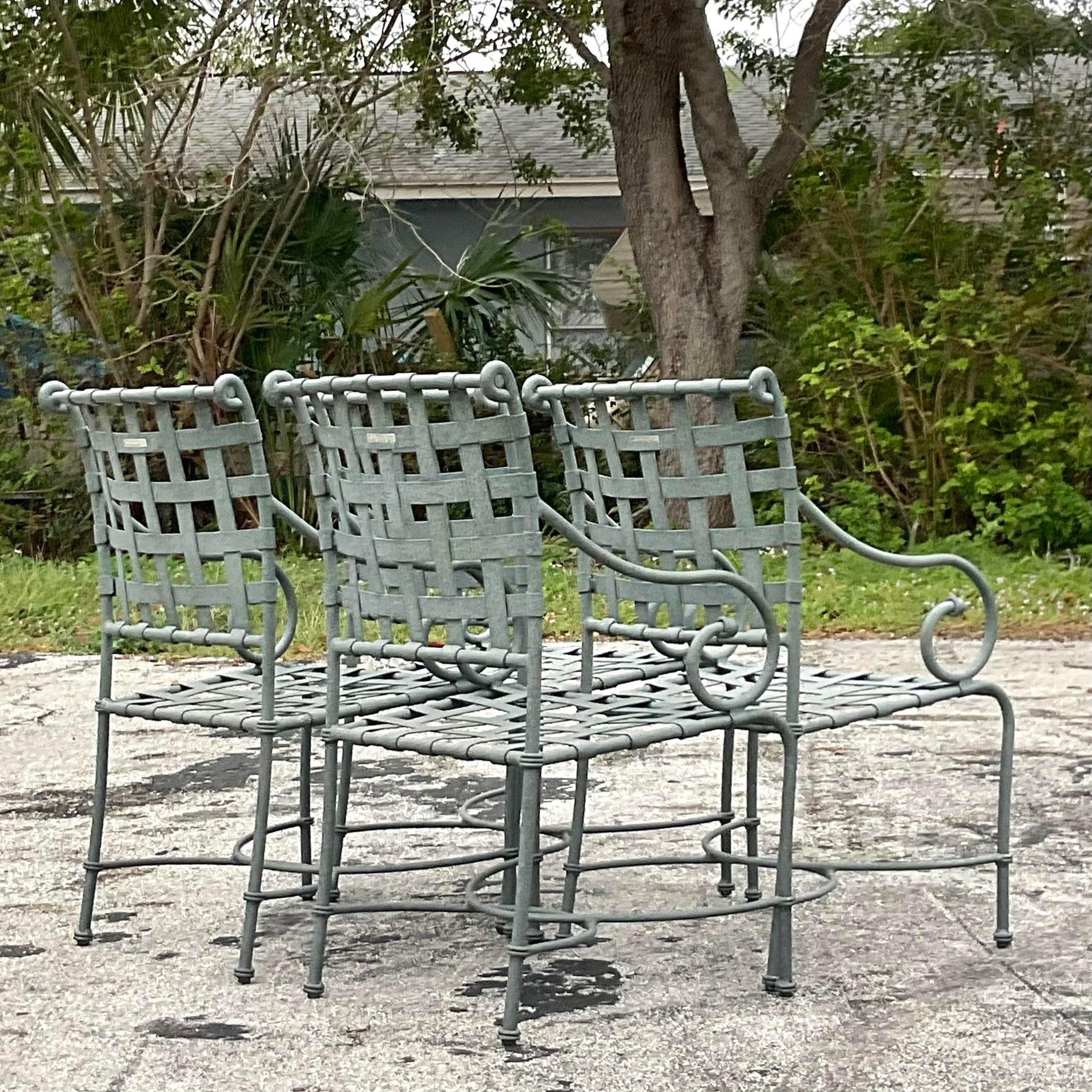 Aluminum Late 20th Century Vintage Brown Jordan “Florentine” Dining Chairs - Set of Four