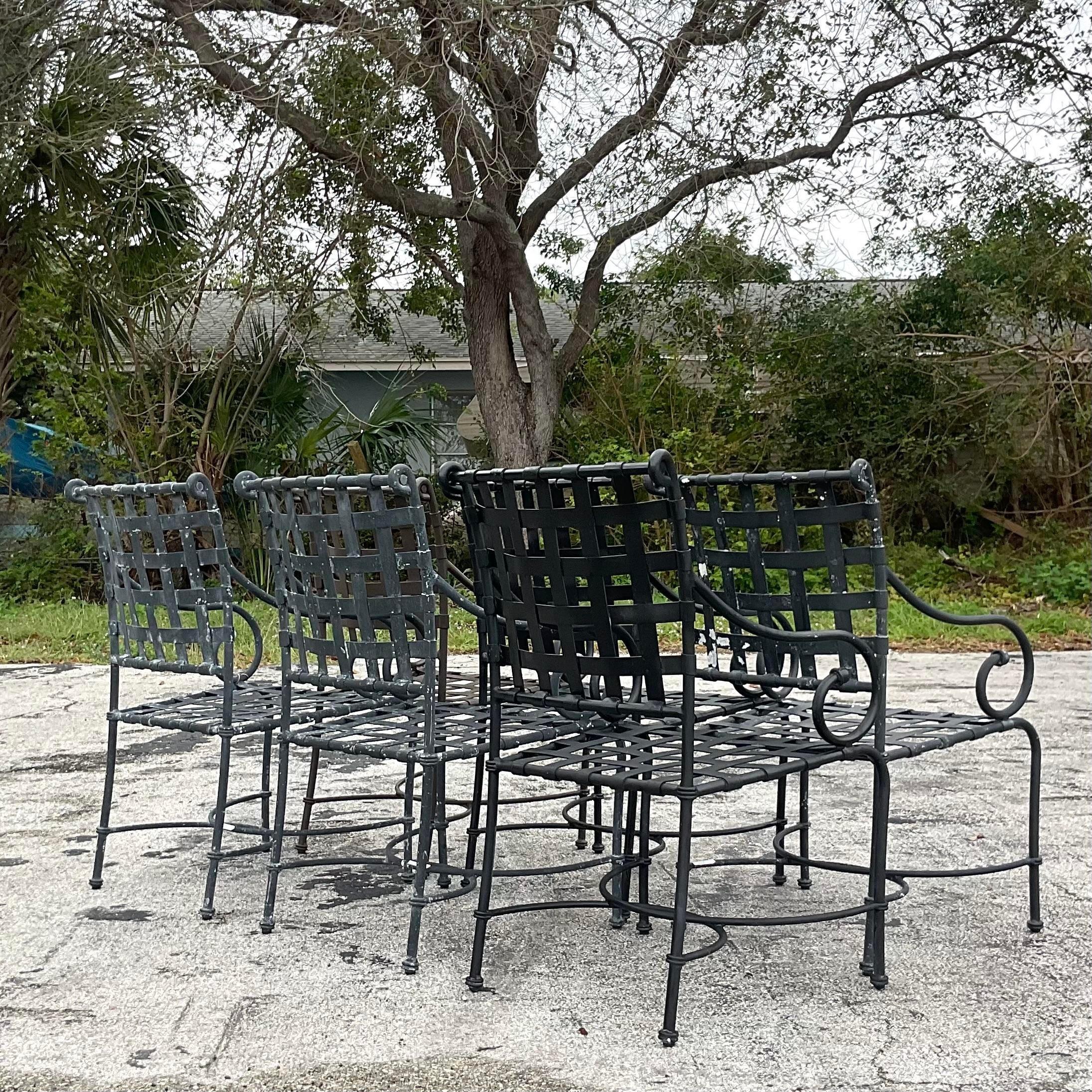 Aluminum Late 20th Century Vintage Brown Jordan “Florentine”: Dining Chairs - Set of Six For Sale