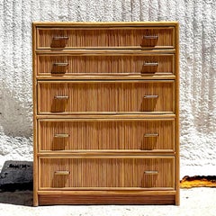Late 20th Century Vintage Coastal Brown Jordan Rattan Tall Dresser