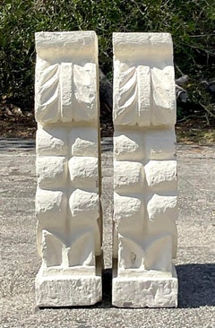 Late 20th Century Vintage Coastal Cast Concrete Clamshell Dining Table Pedestals
