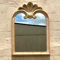 Late 20th Century Vintage Coastal Cast Plaster Clam Shell Mirror