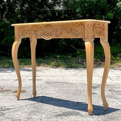 Late 20th Century Vintage Coastal Caved Clamshell Console Table