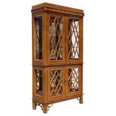 Late 20th Century Vintage Coastal Chinese Chippendale Cabinet