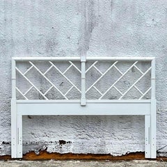 Late 20th Century Vintage Coastal Chinese Chippendale Faux Bamboo Headboard