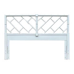 Late 20th Century Vintage Coastal Chinese Chippendale Faux Bamboo Headboard