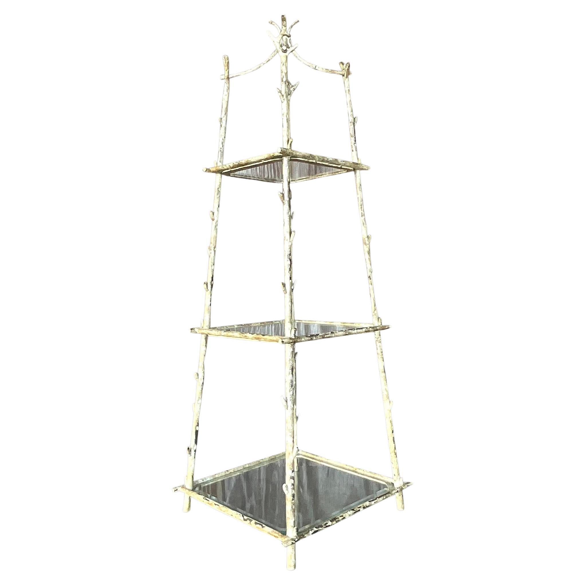 Vintage Coastal Faux Bois-Tischplatte aus dem späten 20. Jahrhundert Etagere im Angebot