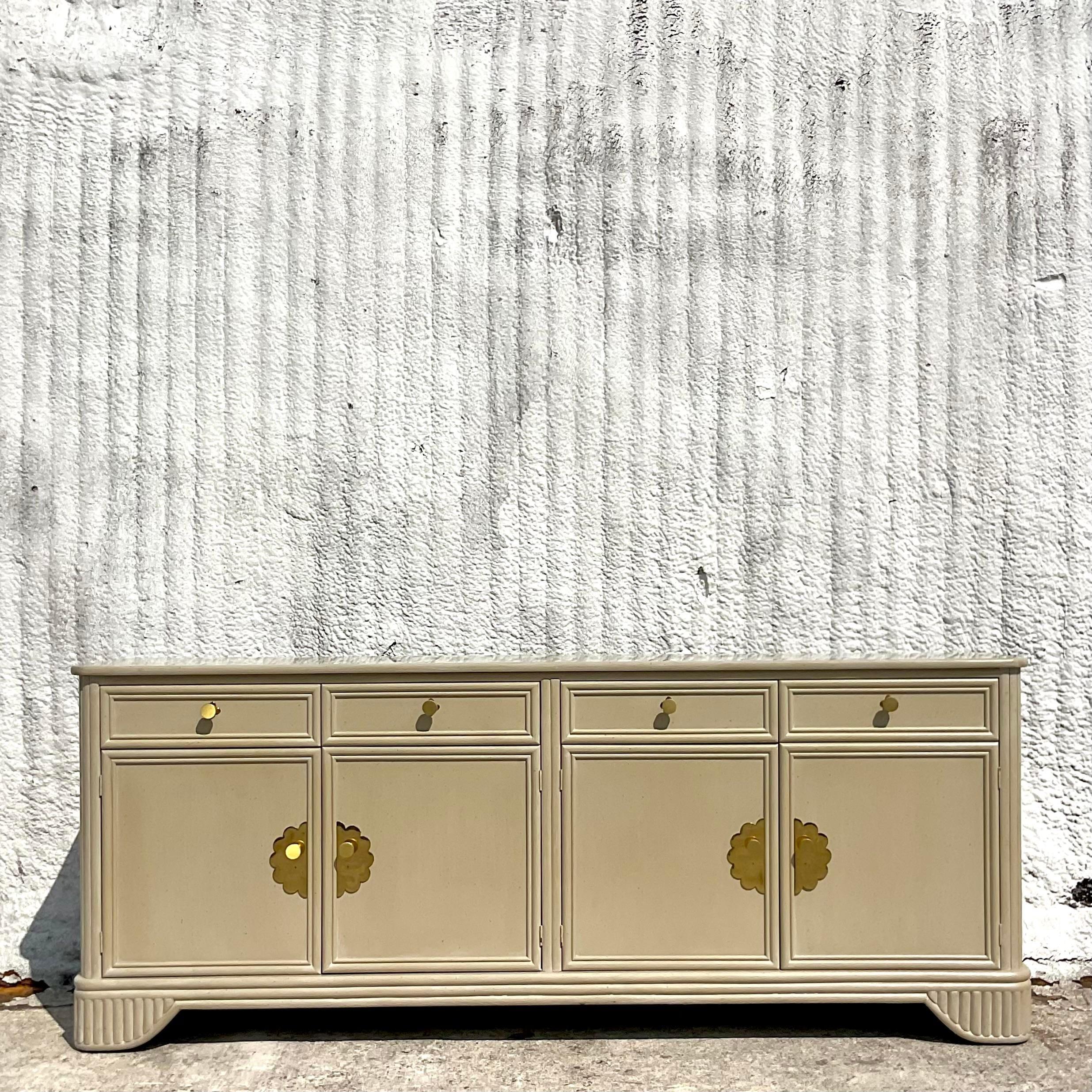Late 20th Century Vintage Coastal Ficks Reed Lacquered Credenza For Sale 1
