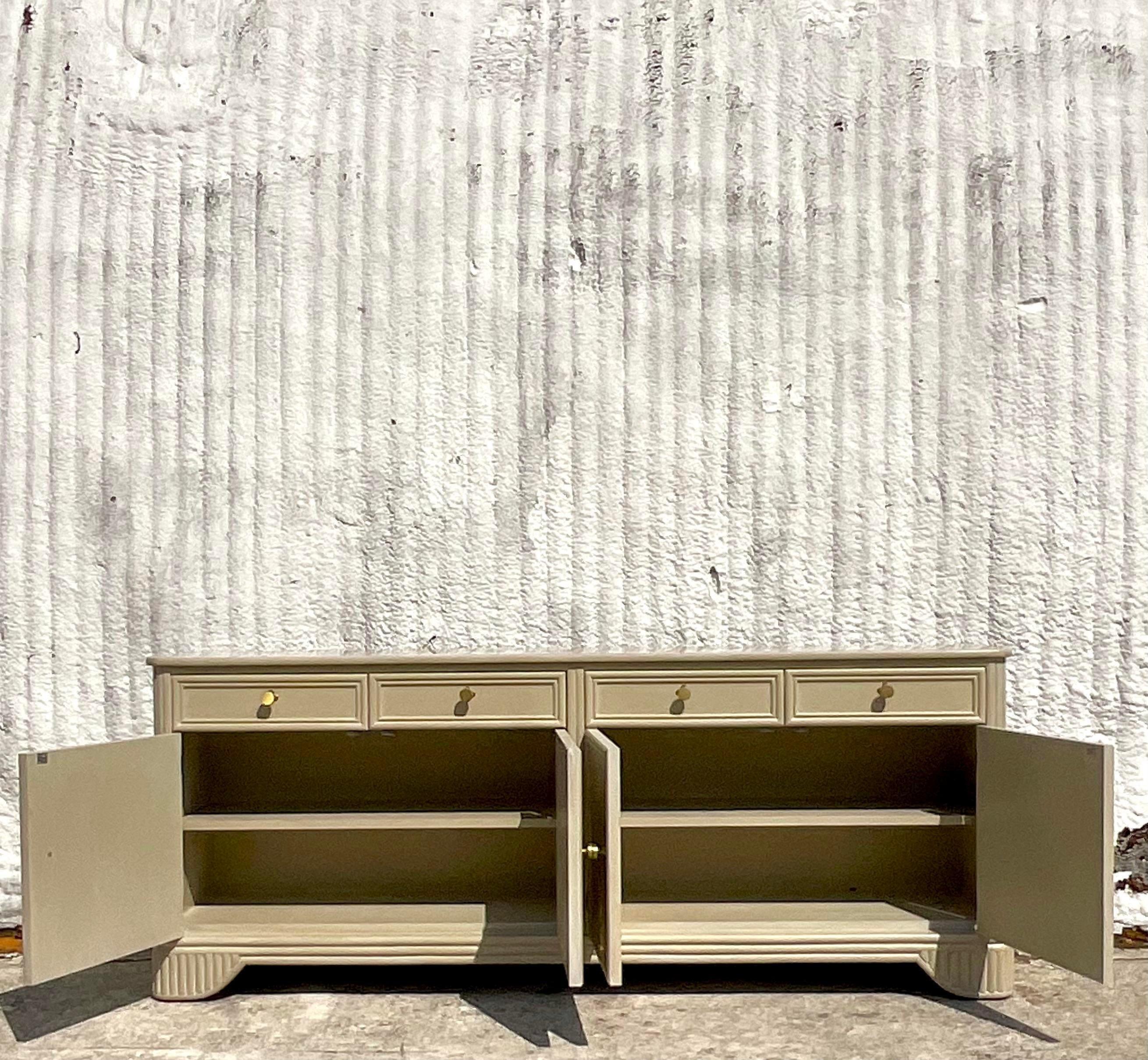 Late 20th Century Vintage Coastal Ficks Reed Lacquered Credenza For Sale 2