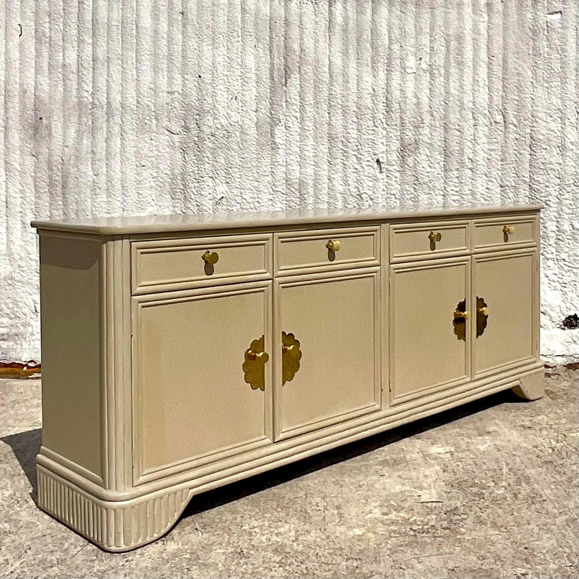 Late 20th Century Vintage Coastal Ficks Reed Lacquered Credenza For Sale 4