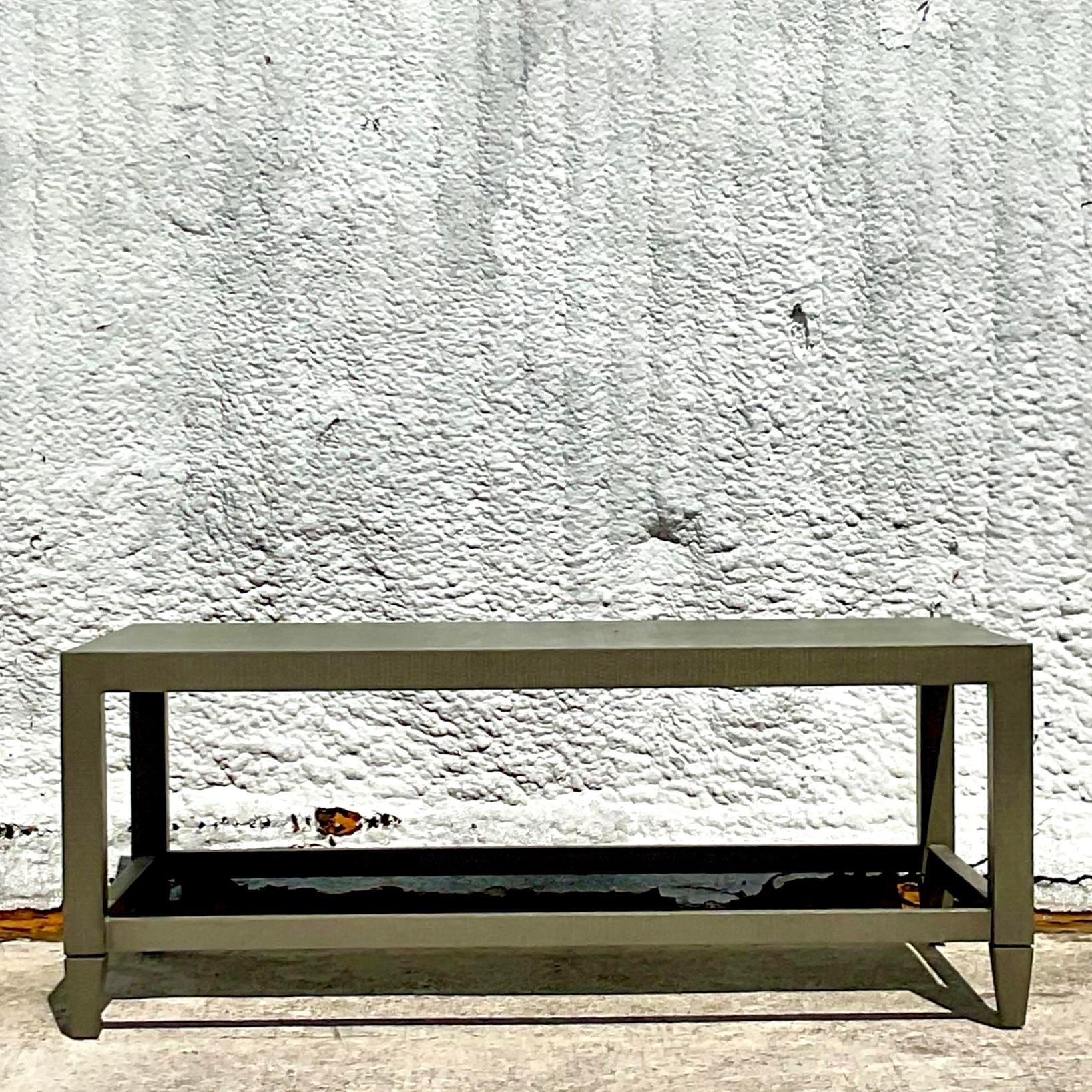 Table basse vintage en toile d'herbe de la fin du 20e siècle en vente 1