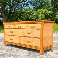 Late 20th Century Vintage Coastal Grasscloth Dresser