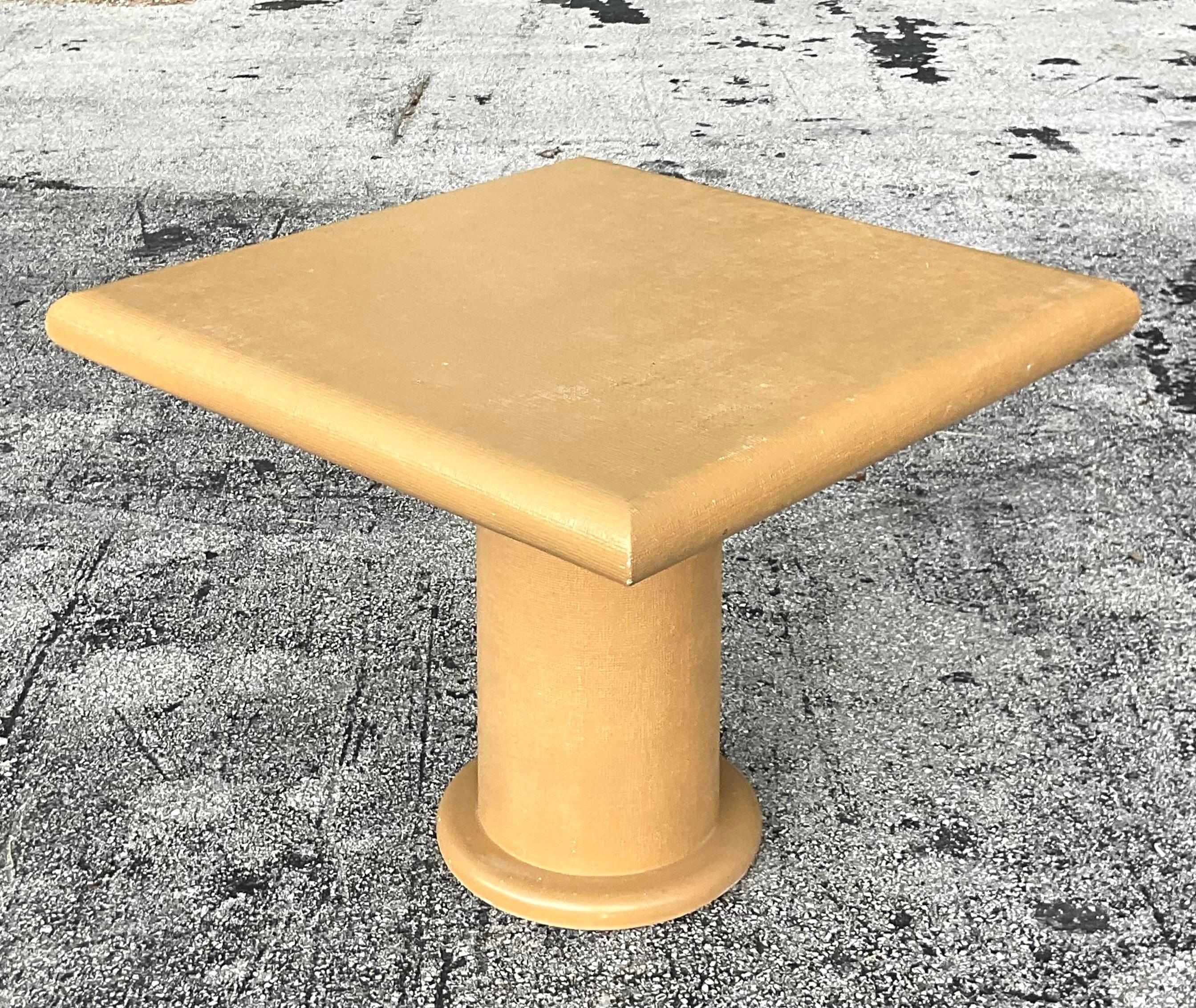 Late 20th Century Vintage Coastal Grasscloth Game Table In Good Condition For Sale In west palm beach, FL