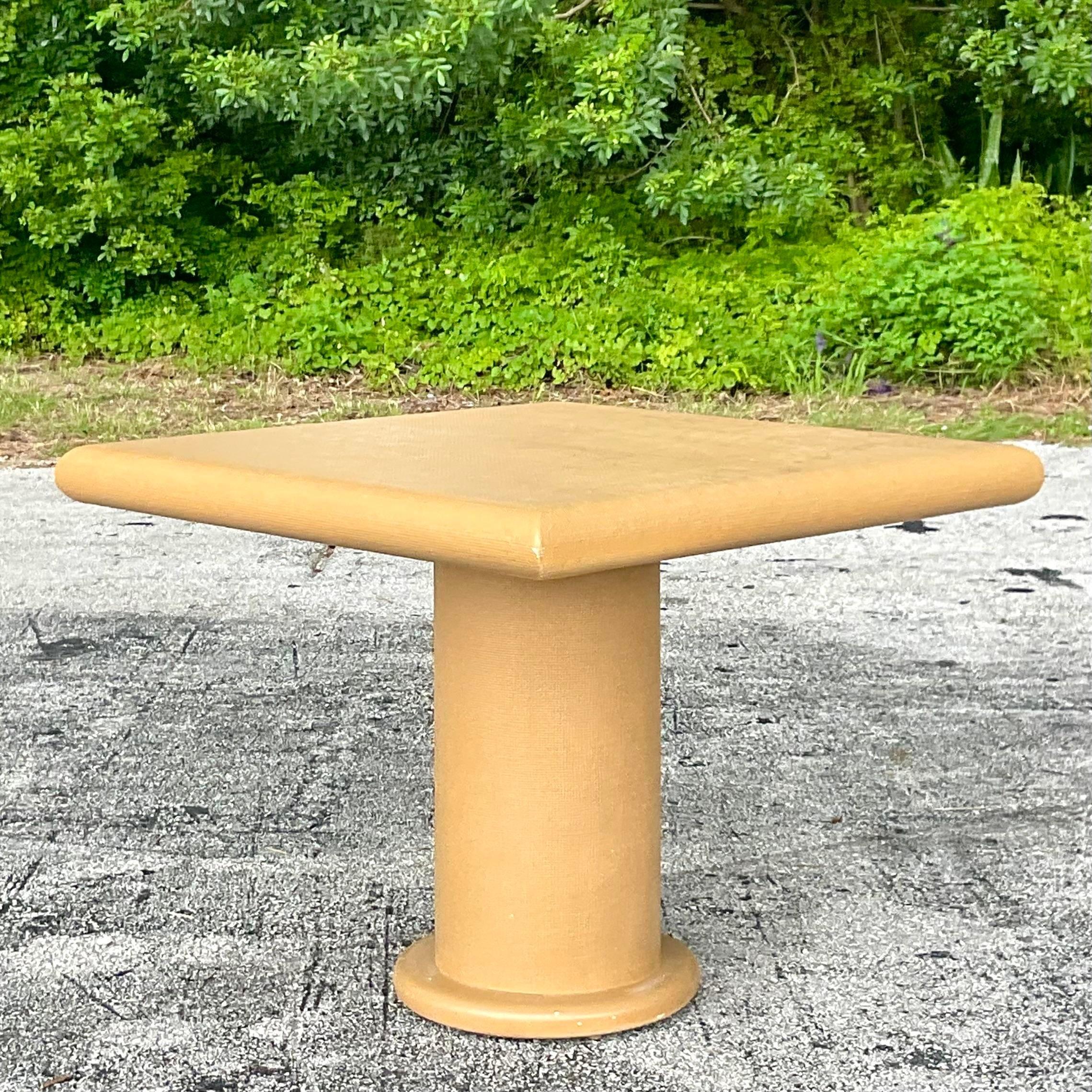 Textile Late 20th Century Vintage Coastal Grasscloth Game Table For Sale