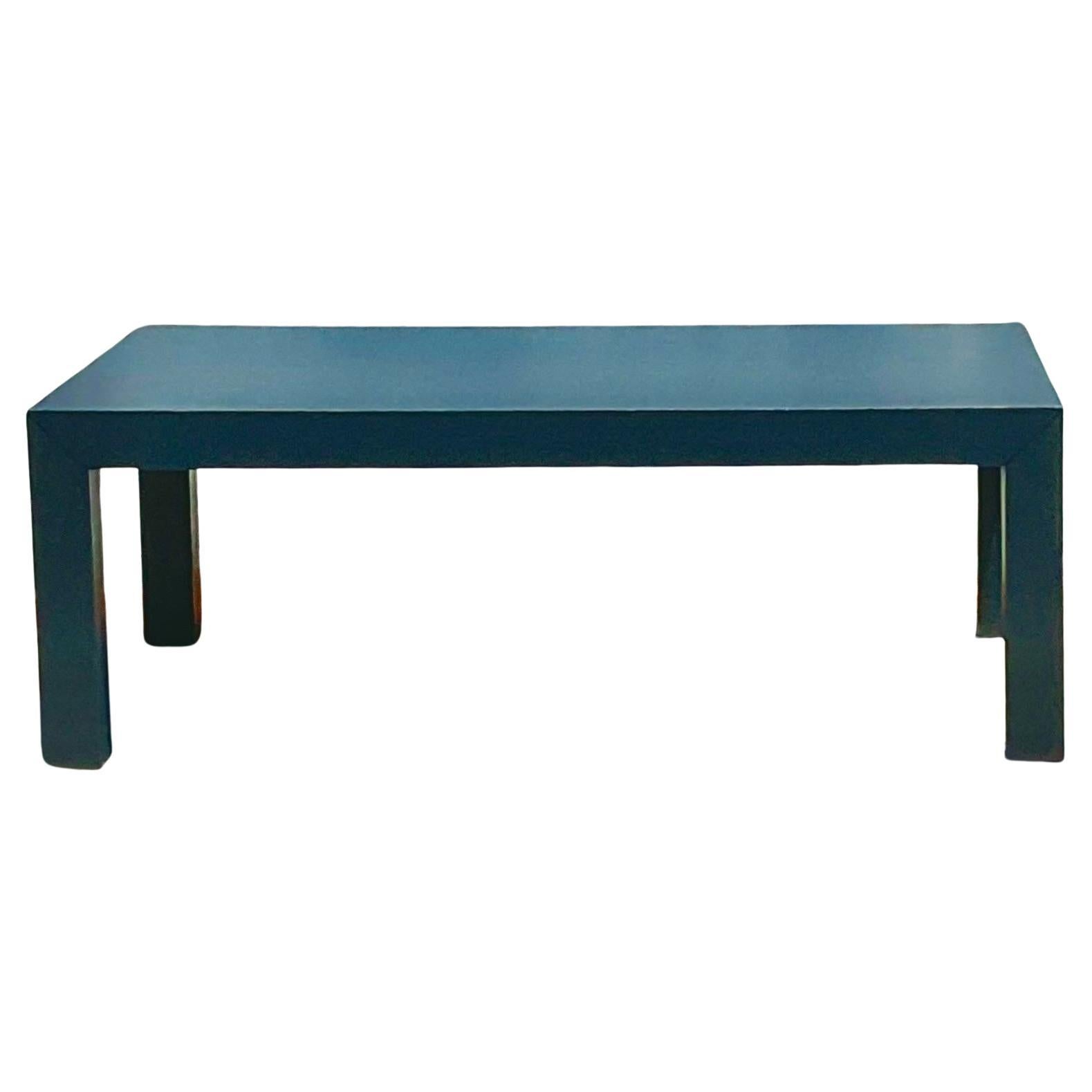 Late 20th Century Vintage Coastal Grasscloth Parsons Coffee Table For Sale