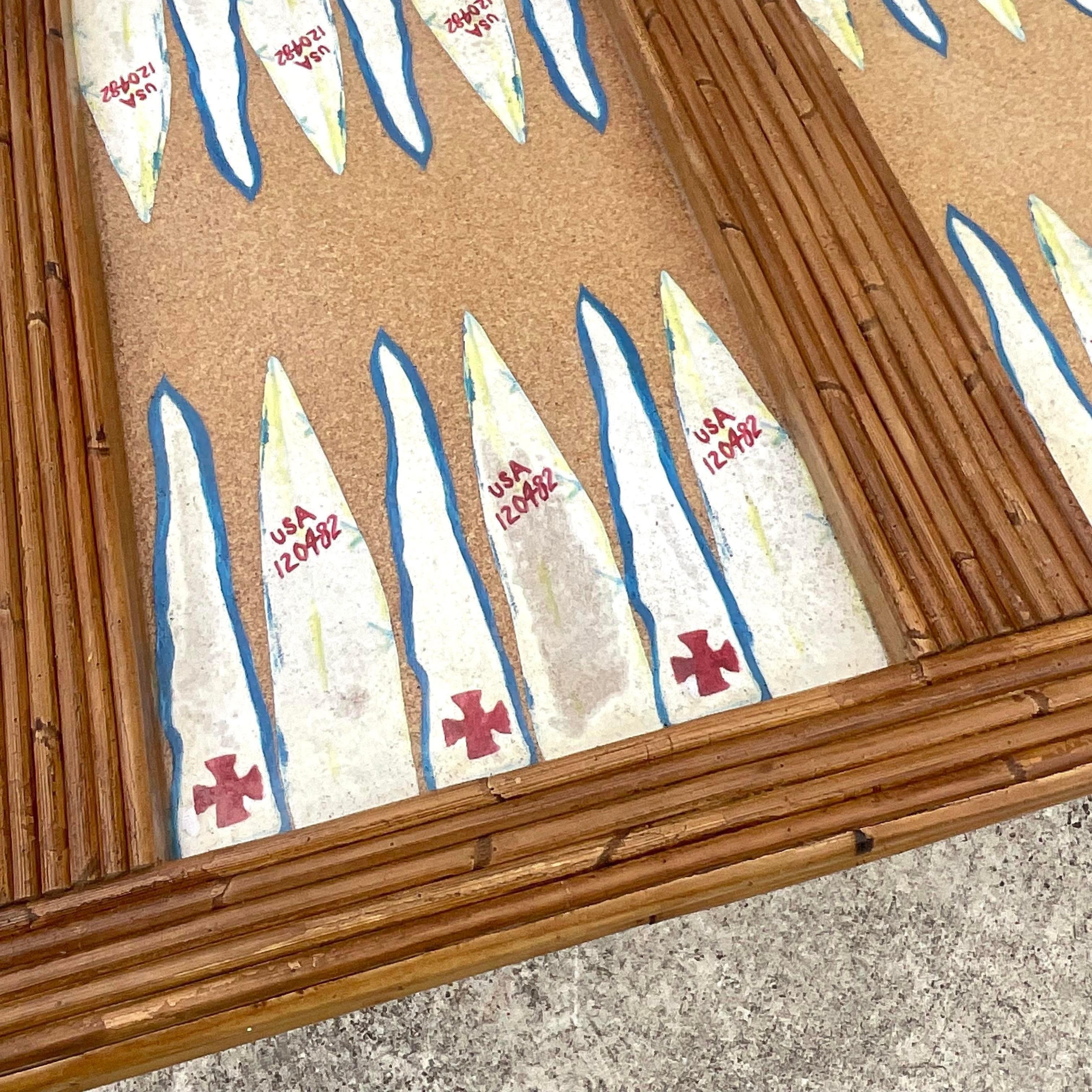 Late 20th Century Vintage Coastal Hand Painted Game Table - Set of 3 For Sale 1