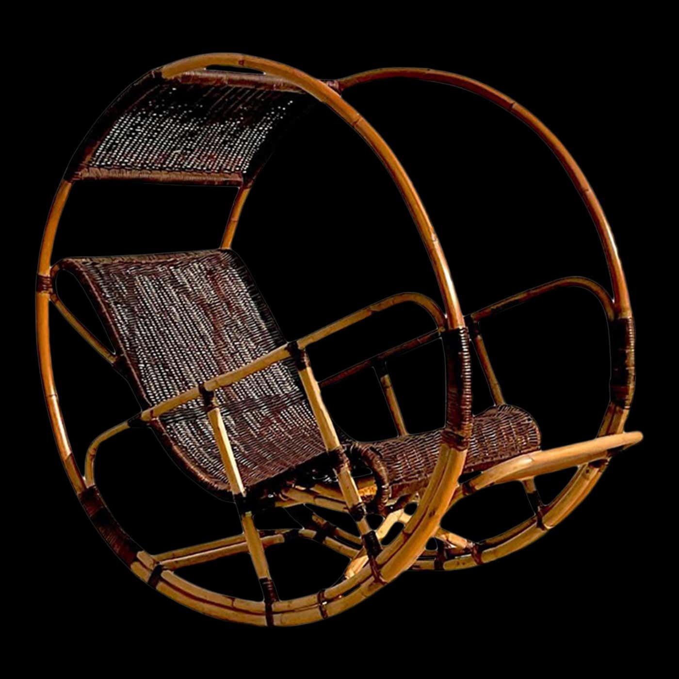 Late 20th Century Vintage Coastal Italian Wrapped Rattan Rocking Chair ...