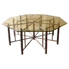 Late 20th Century Vintage Coastal McGuire Bundled Rattan Octagon Dining Table