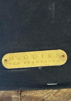 Late 20th Century Vintage Coastal McGuire Demilune Bent Rattan Sofa