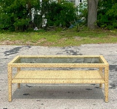 Late 20th Century Vintage Coastal McGuire Wide Ribbon Rattan Coffee Table