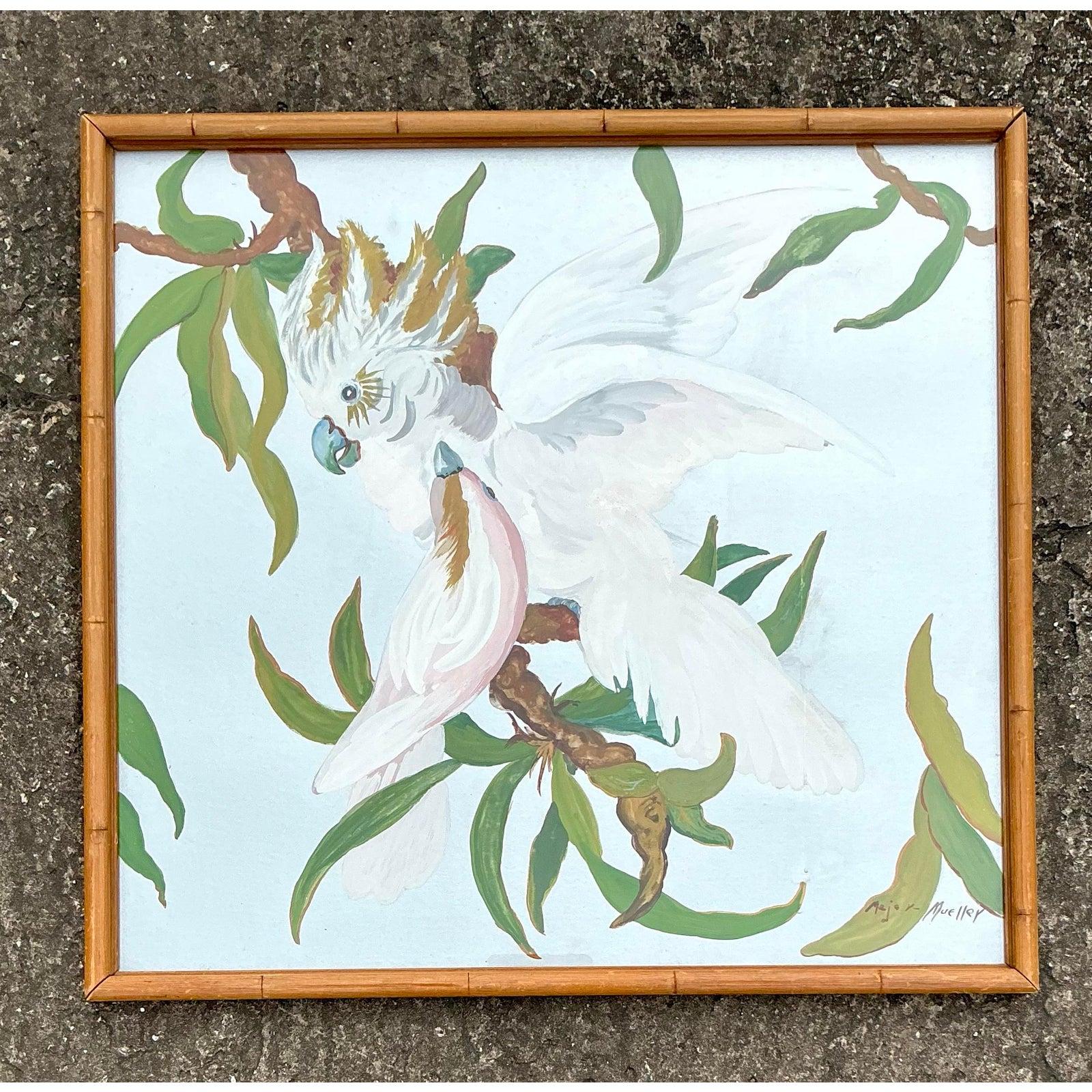 Peinture à l'huile originale de Cockatoo sur panneau, fin du 20e siècle en vente 4