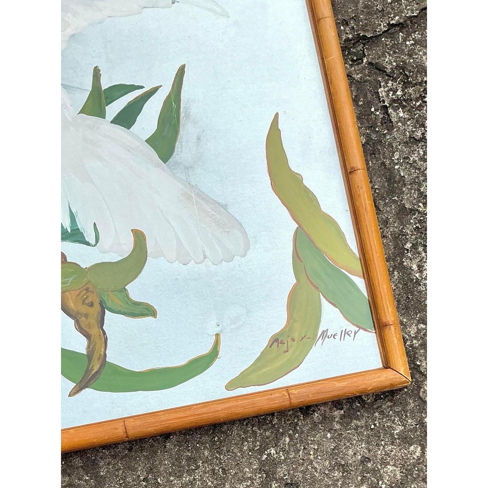 Américain Peinture à l'huile originale de Cockatoo sur panneau, fin du 20e siècle en vente