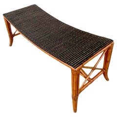 Late 20th Century Retro Coastal Palecek Rattan Bench