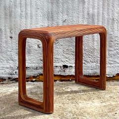 Late 20th Century Vintage Coastal Pencil Reed Console Table