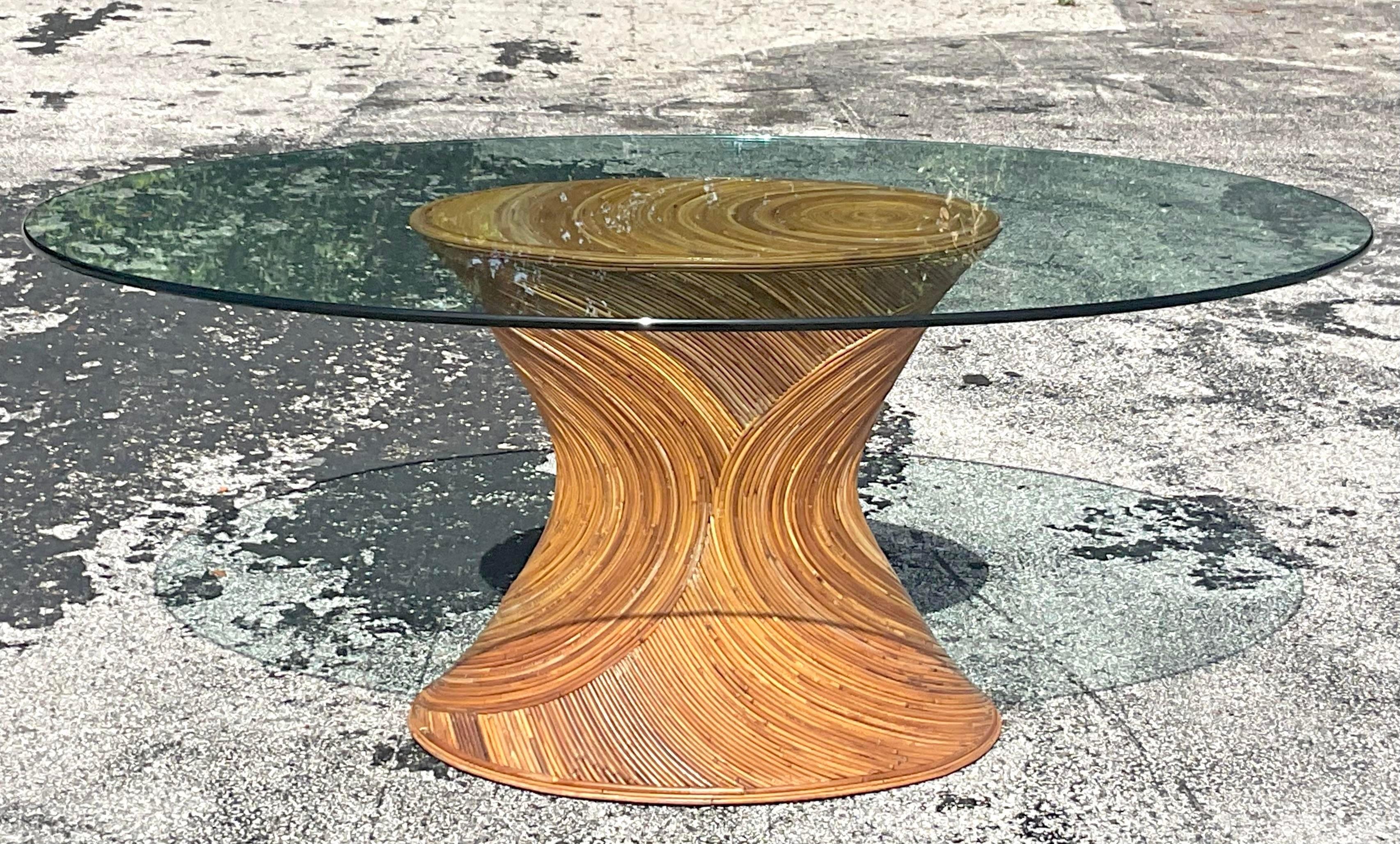 Philippine Late 20th Century Vintage Coastal Pencil Reed Dining Table For Sale