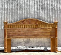 Late 20th Century Vintage Coastal Pencil Reed King Headboard