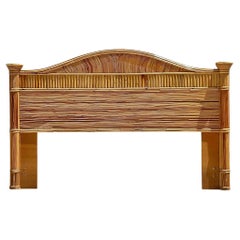 Late 20th Century Retro Coastal Pencil Reed King Headboard