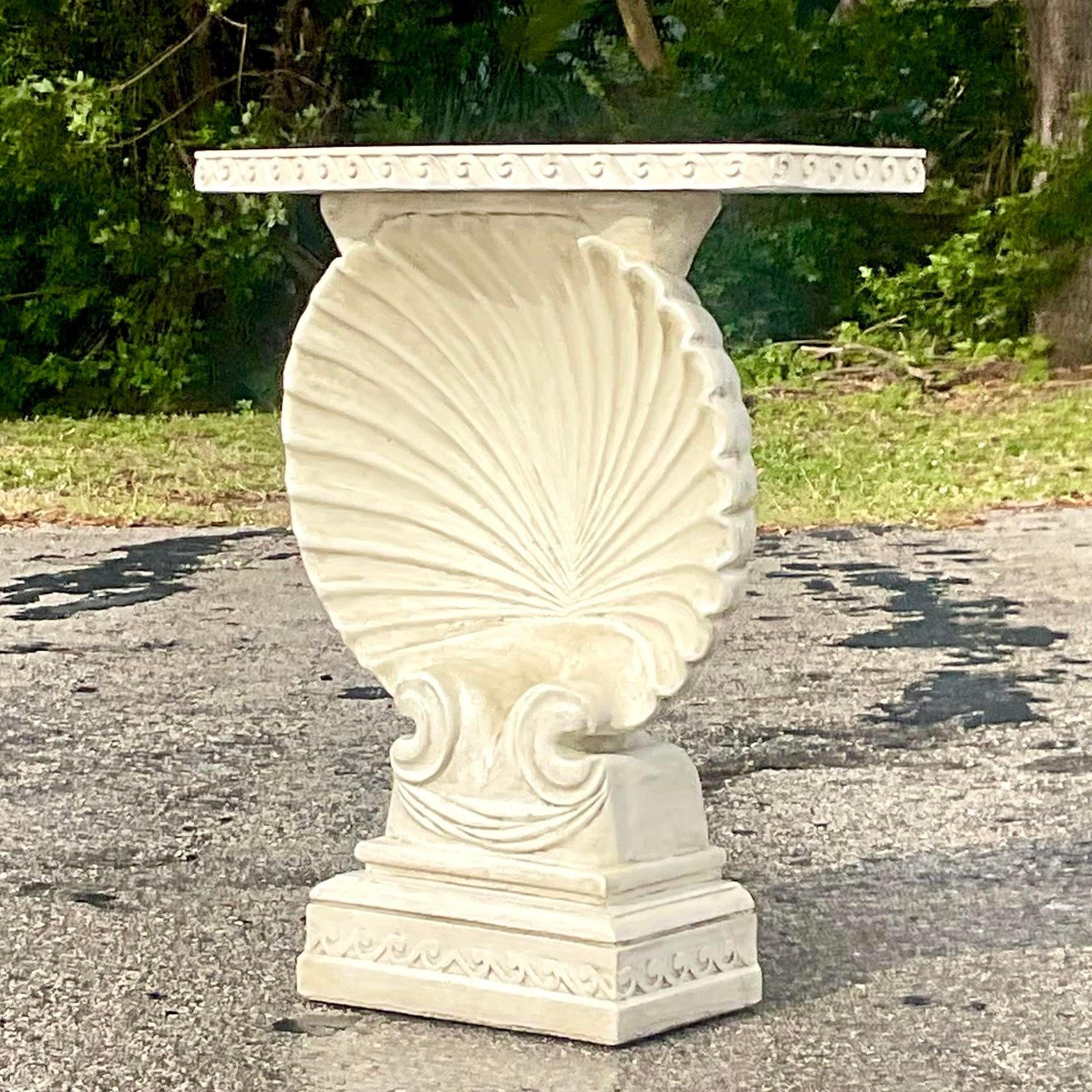 Late 20th Century Vintage Coastal Plaster Clamshell Console Table 2