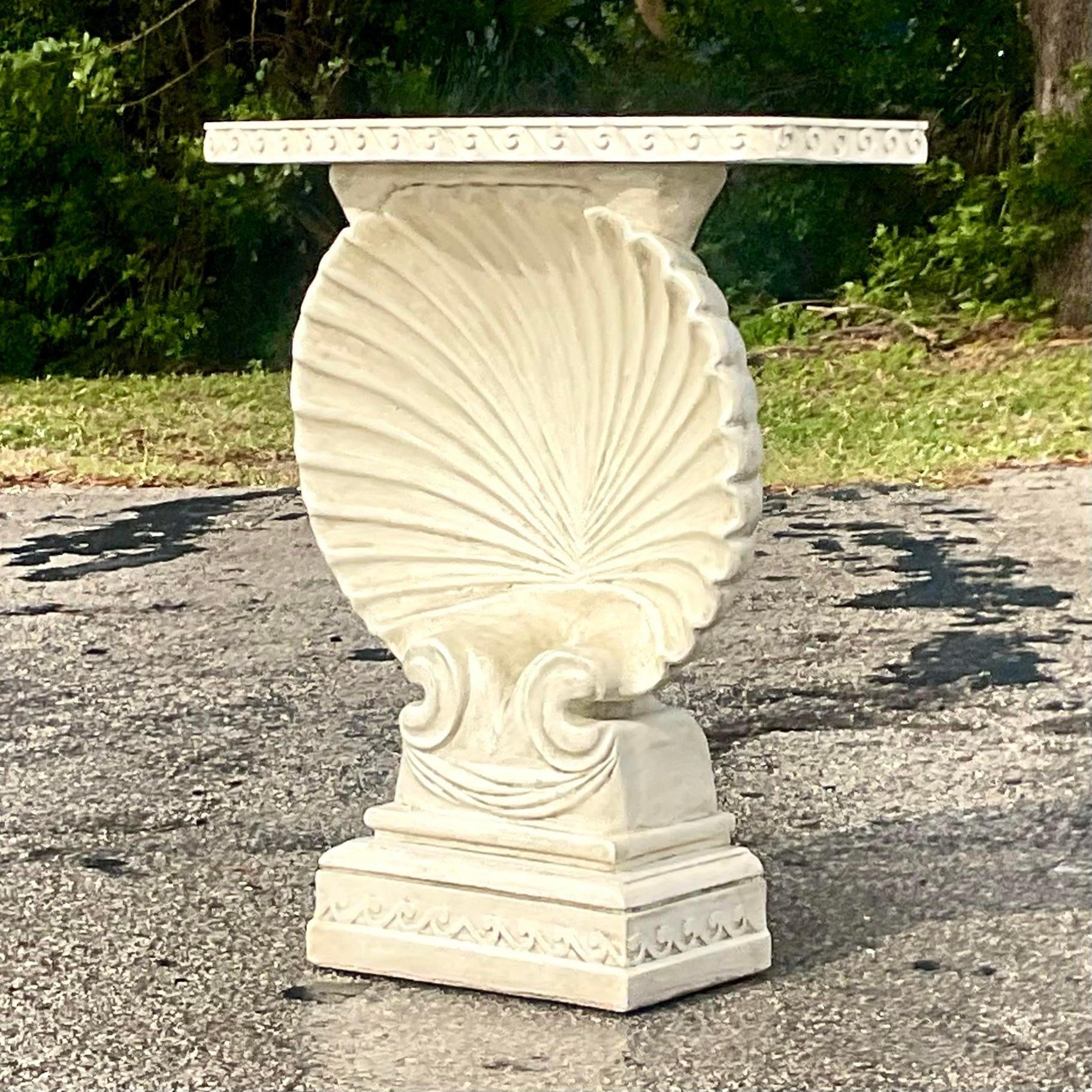 Late 20th Century Vintage Coastal Plaster Clamshell Console Table 4