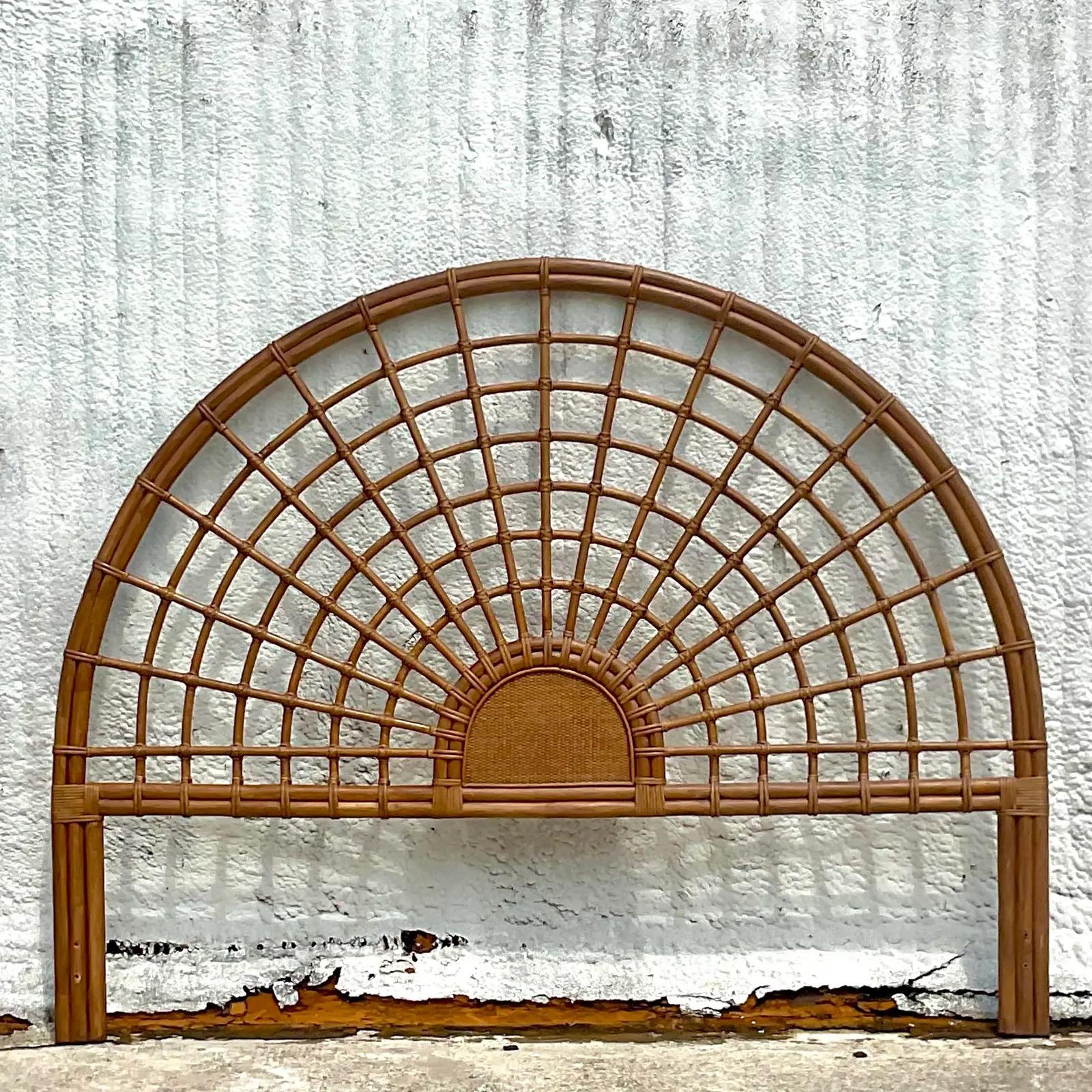 arched rattan headboard