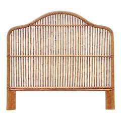 Late 20th Century Vintage Coastal Rattan High Back Queen Headboard
