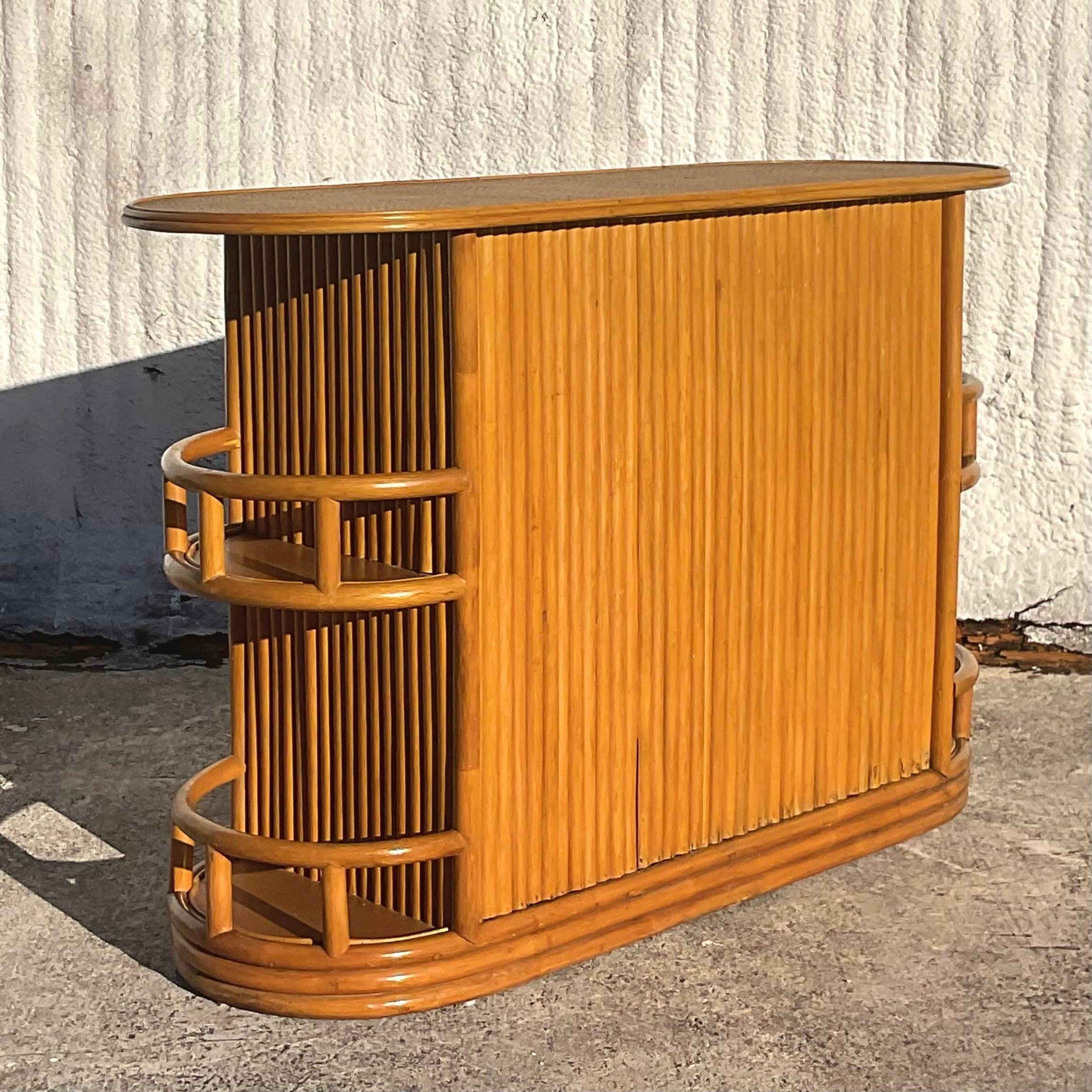 Philippine Late 20th Century Vintage Coastal Side Saddle Rattan Bar