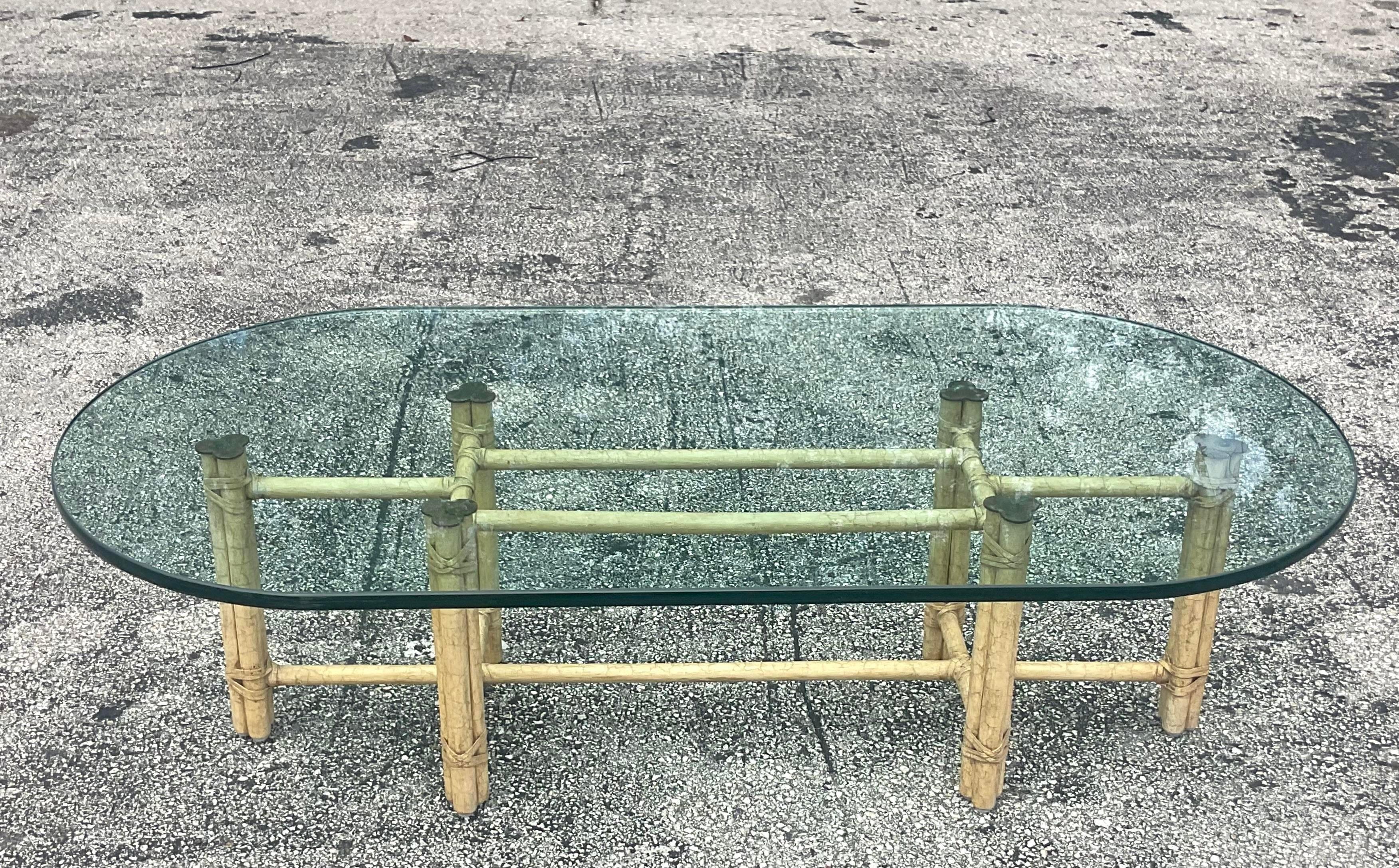 Philippine Late 20th Century Vintage Coastal Signed McGuire Coffee Table For Sale