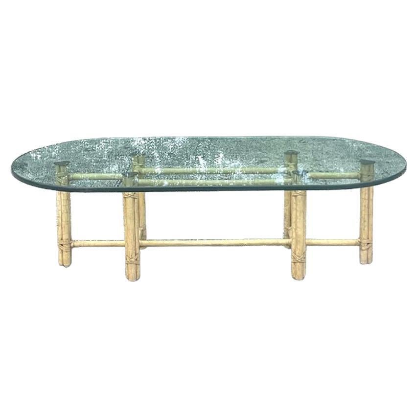 Late 20th Century Vintage Coastal Signed McGuire Coffee Table For Sale