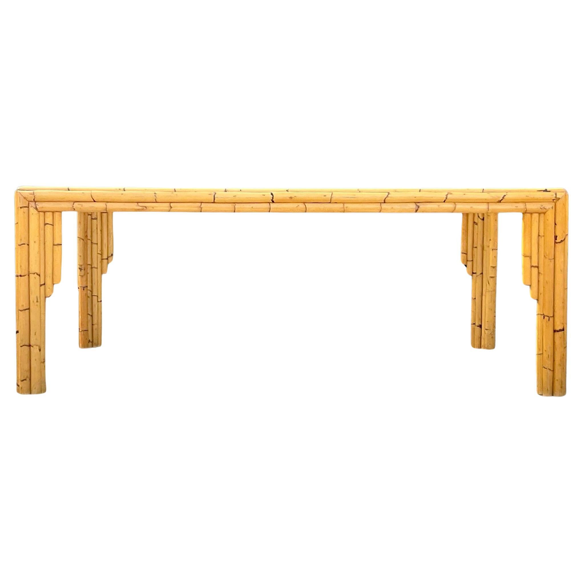 Late 20th Century Vintage Coastal Stacked Bamboo Dining Table