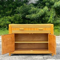 Late 20th Century Vintage Coastal Twisted Pencil Reed Credenza