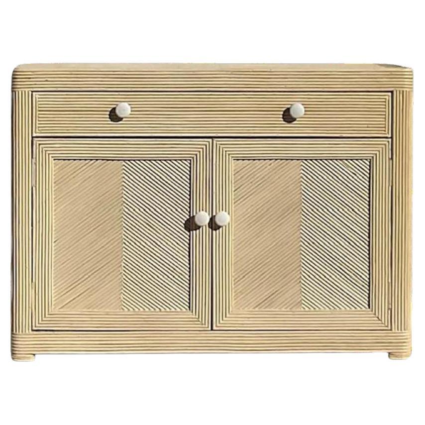 Late 20th Century Vintage Coastal Washed Pencil Reed Sideboard For Sale