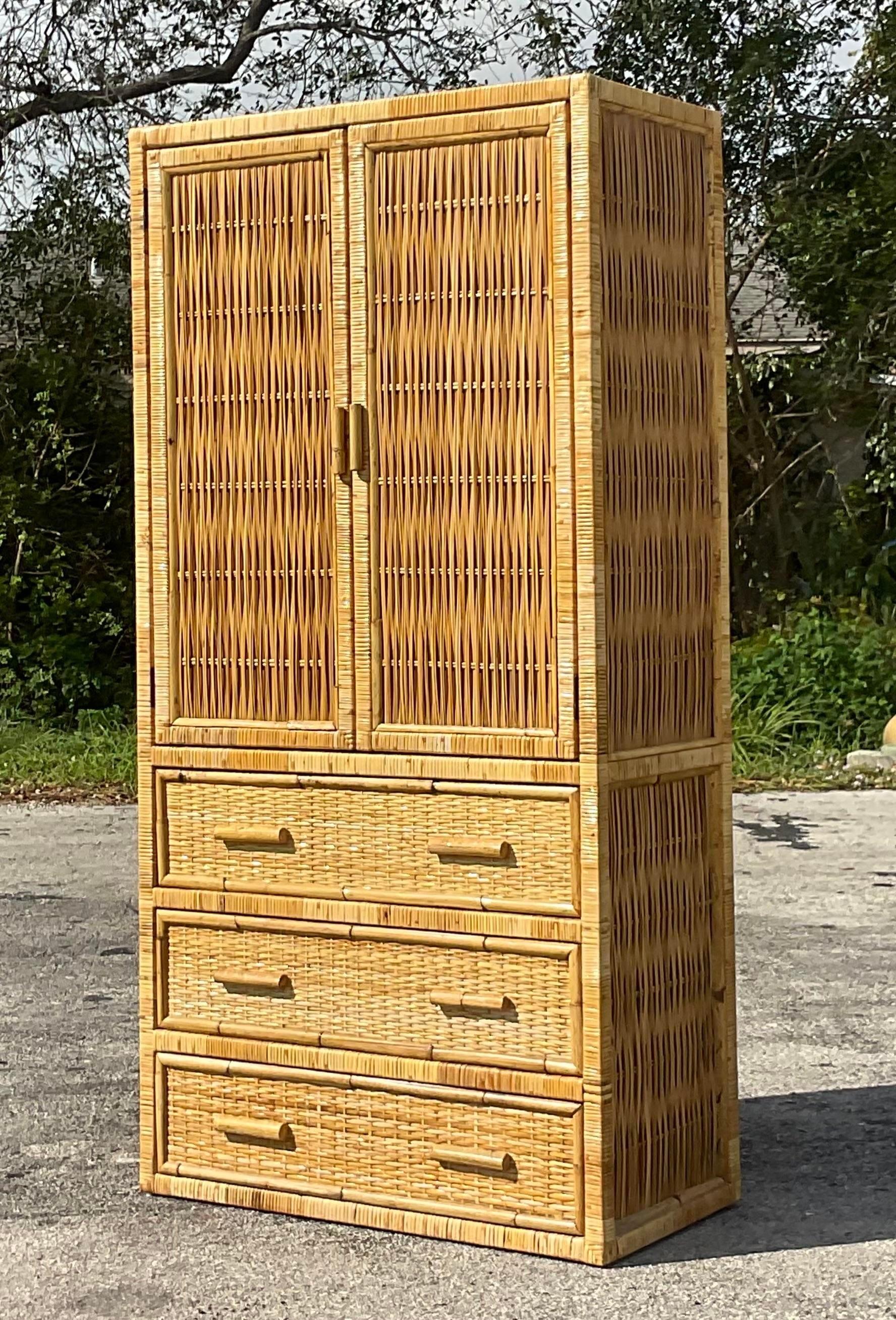 vintage wicker armoire