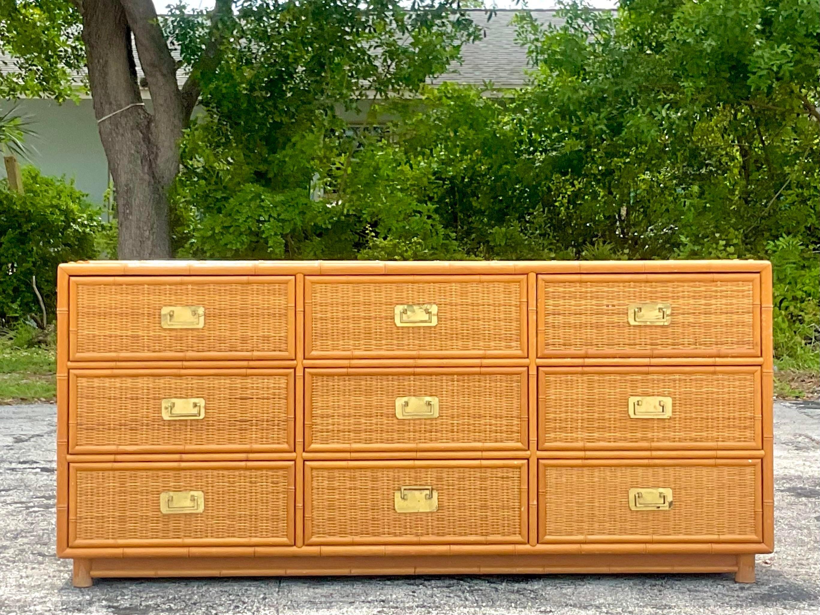 rattan 6 drawer dresser