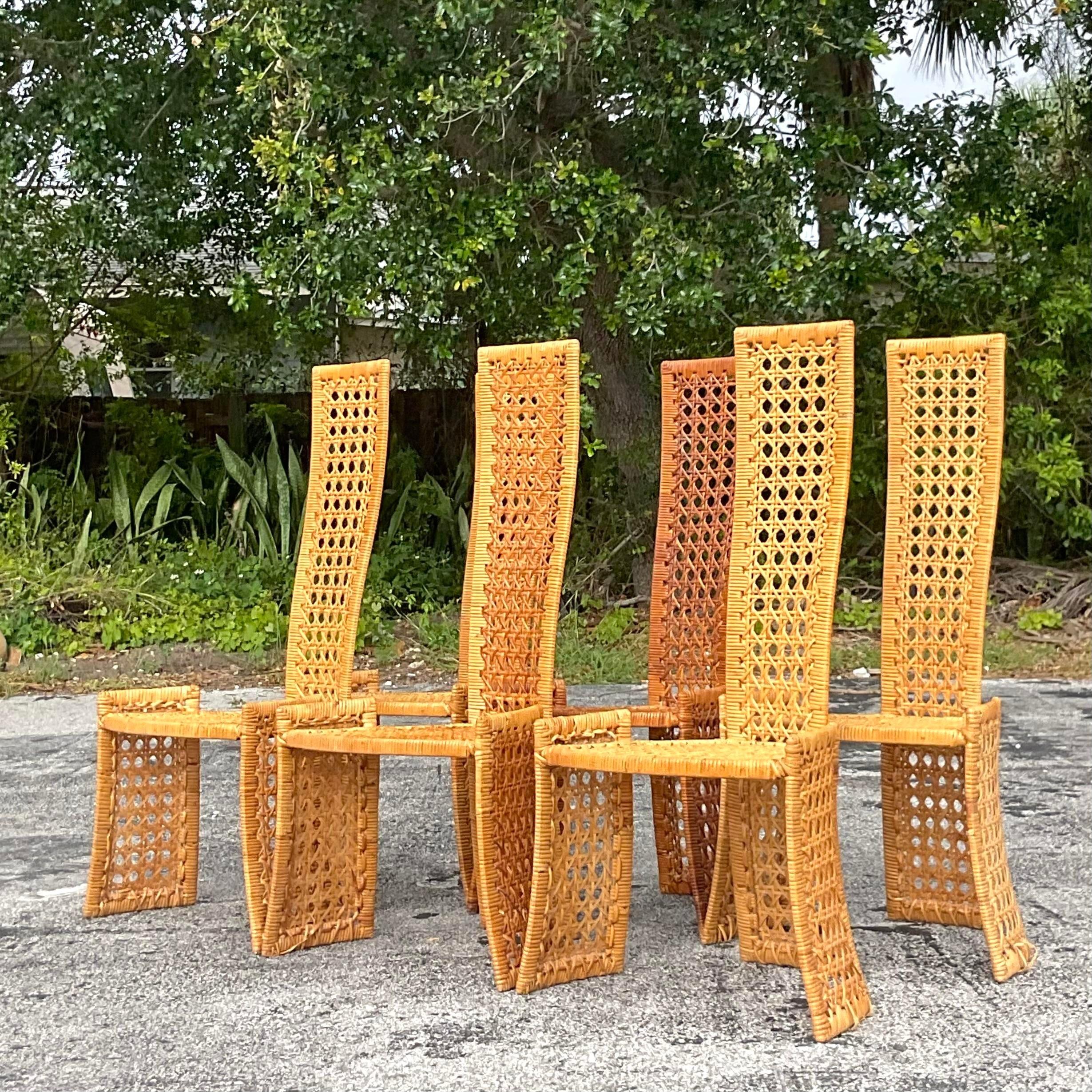 American Late 20th Century Vintage Coastal Woven Rattan Dining Table After Danny Ho Fong For Sale