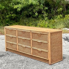 Late 20th Century Vintage Coastal Woven Rattan Dresser
