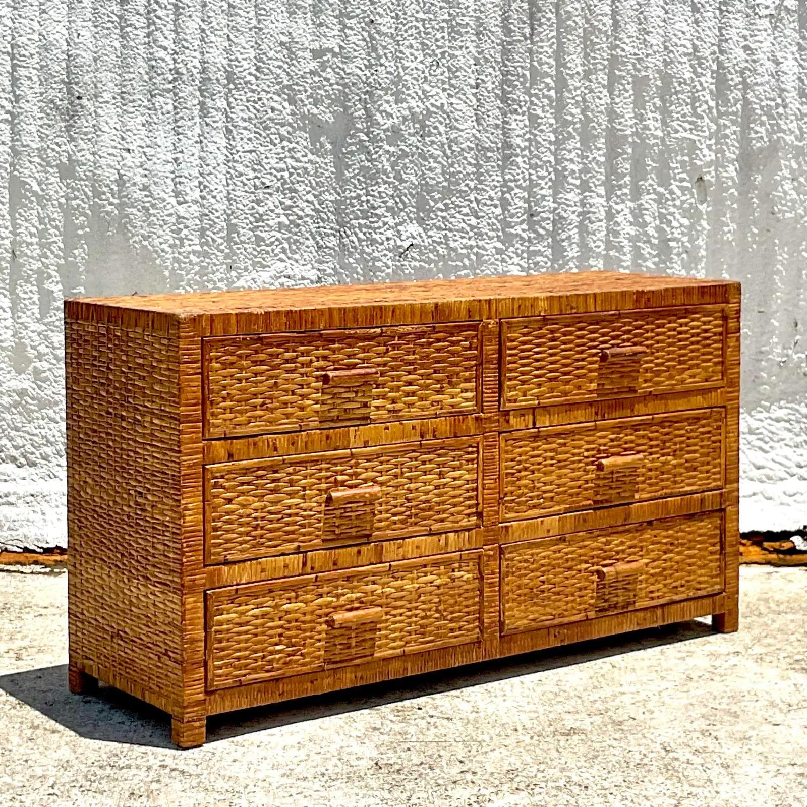 Philippine Late 20th Century Vintage Coastal Woven Rattan Dresser