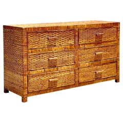 Late 20th Century Vintage Coastal Woven Rattan Dresser