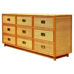 Late 20th Century Retro Coastal Woven Rattan Dresser