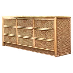 Late 20th Century Vintage Coastal Woven Rattan Dresser