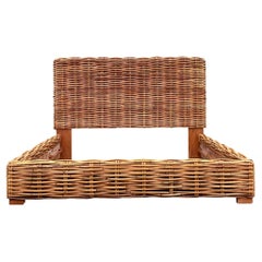 Late 20th Century Retro Coastal Woven Rattan King Bed Frame