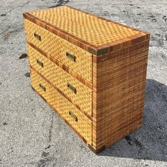 Commode de campagne en rotin enveloppé de la fin du 20e siècle, de style colonial